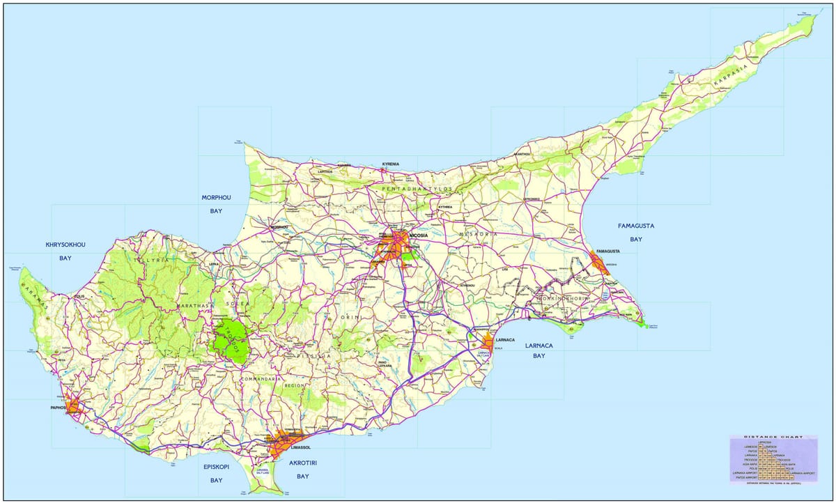 Harta e rrugës Qipro