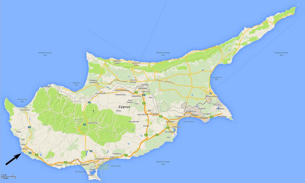 harta e Qipros treguar aeroporte