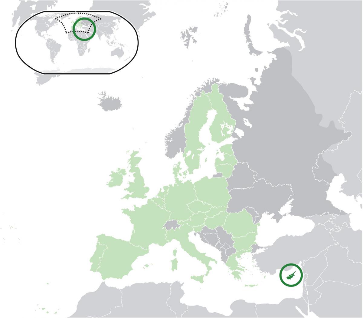hartën e evropës, duke treguar Qipro