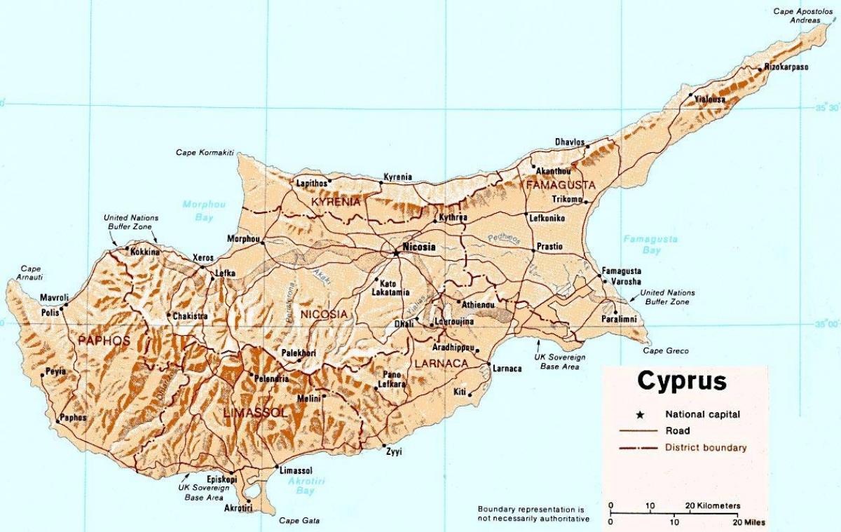harte e detajuar e Qipros ishull